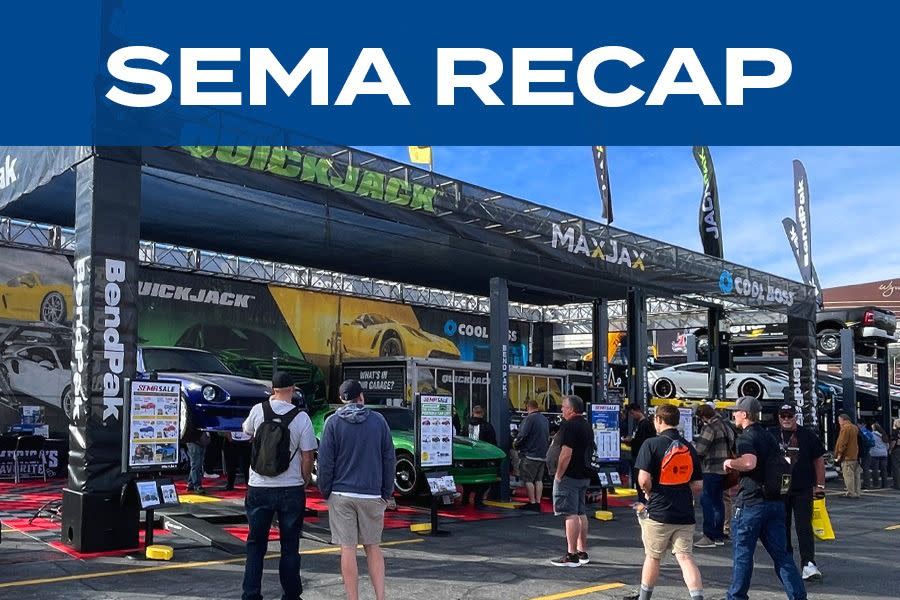 BendPak SEMA Recap Outdoor Booth Car Lifts and Equipment Display