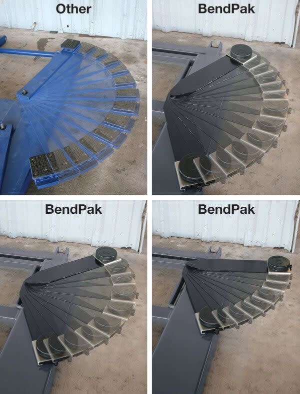 BendPak vs. Competitor Lift Arm Range of Motion Comparison