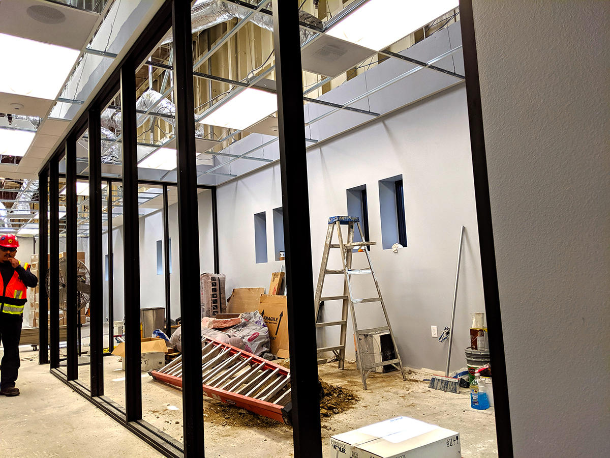 BendPak Office Expansion Glass Wall Construction