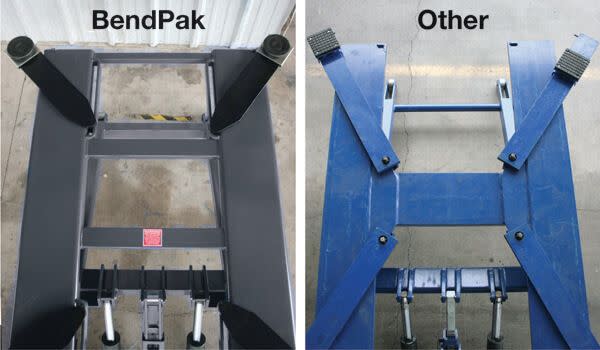 BendPak vs. Competitor Car Lift Top View Comparison
