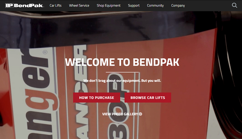 BendPak Website Homepage Car Lifts and Shop Equipment