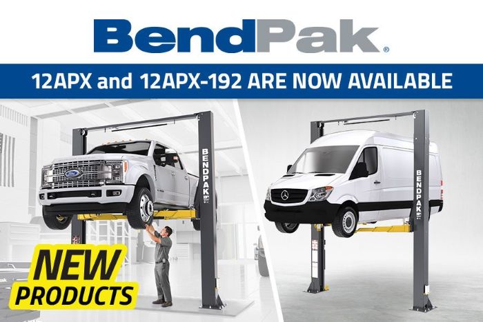 BendPak 12APX and 12APX 192 Two Post Lifts Now Available