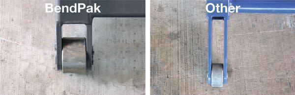 BendPak vs. Competitor Lift Wheel Support Comparison
