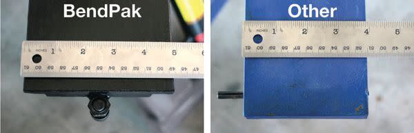 BendPak vs. Competitor Lift Arm Width Comparison