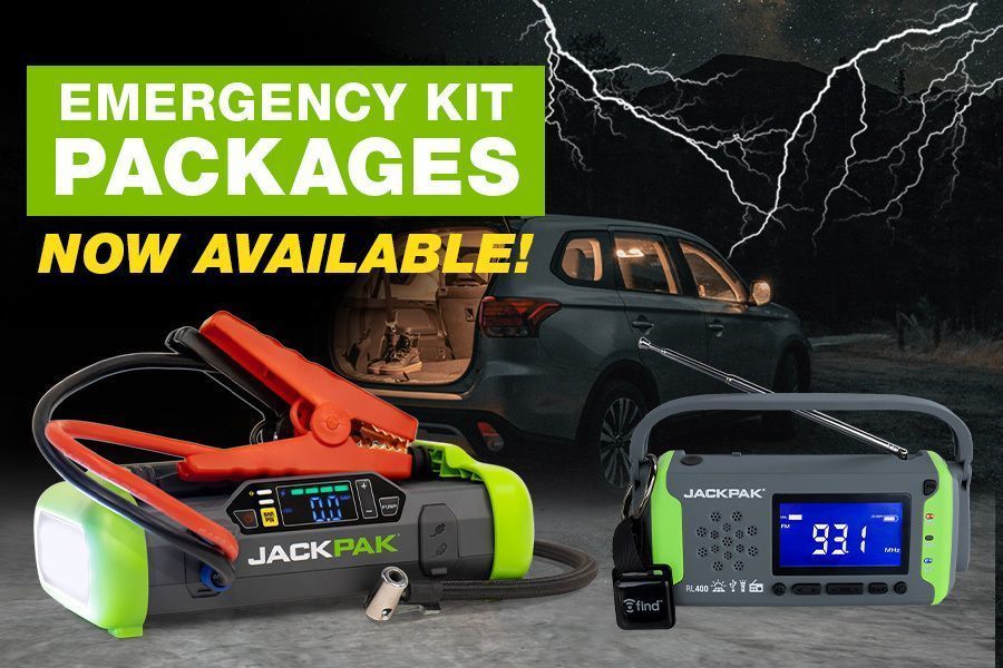 JackPak Emergency Kit Portable Jump Starter Power Radio Package