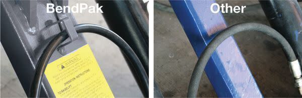 BendPak vs. Competitor Hydraulic Hose Routing Comparison