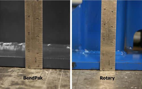 BendPak vs Rotary Base Plate Thickness Comparison