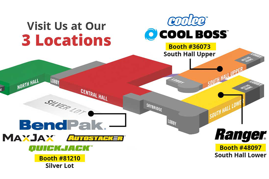 BendPak SEMA Booth Map Silver Lot South Hall Ranger Cool Boss