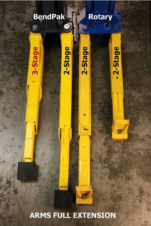 BendPak vs Rotary Swing Arm Reach Comparison (Full Extension)