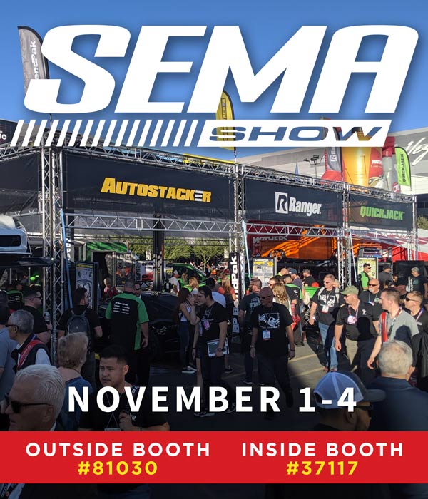 BendPak SEMA Show November 1 to 4 Outdoor and Indoor Booth Promotion