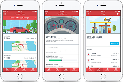 Automatic Pro App Driving Analytics Fuel Tracking Smartphone Screens