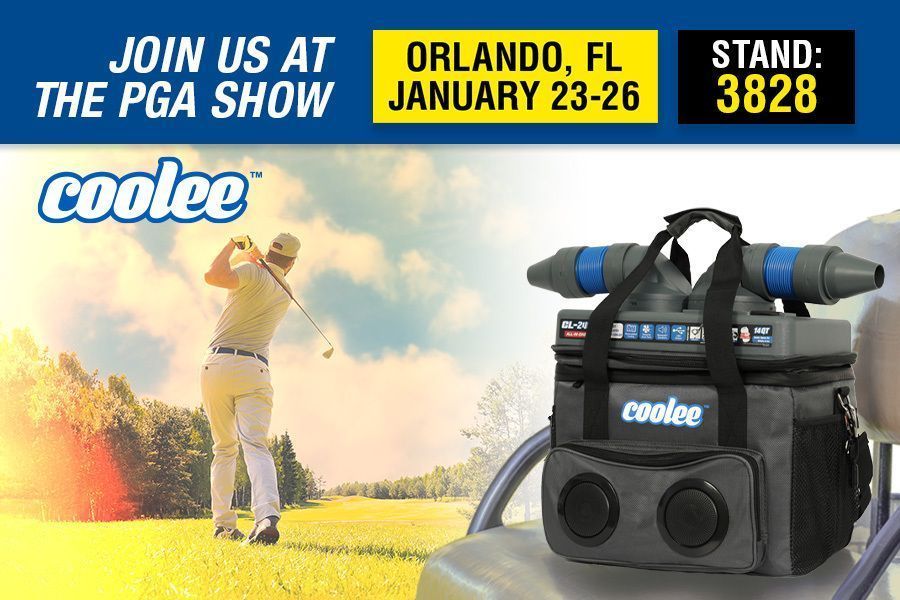 Coolee Portable Golf Cart Cooler Fan PGA Show Orlando