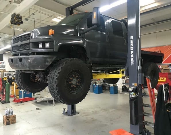 BendPak Heavy Duty Two Post Lift Raising Diesel Truck