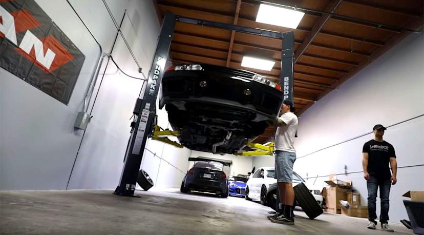 Dustin Williams Working on Car Using BendPak Lift