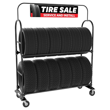 Ranger TRS-2S Mobile Tire Rack With Service And Install Sign