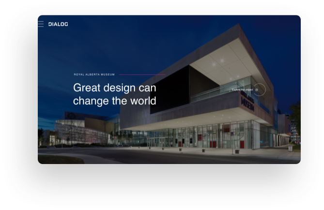 A page from the Dialog website that features a rendering of the Royal Alberta Museeum. 