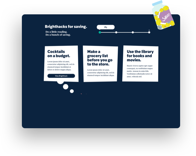 Illustrations depicting budgeting screens from the Brightside website. Brighside is ATB's mobile banking app.