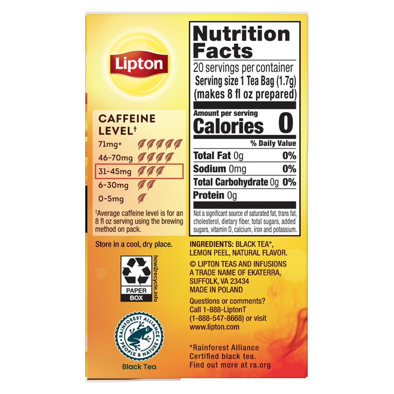 Lemon Black Tea 20 Pyramid Tea Bags | Lipton