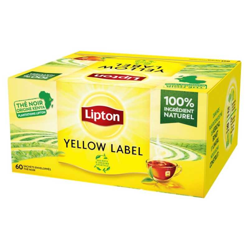 Thé noir Yellow Label LIPTON : la boite de 60 sachets à Prix Carrefour