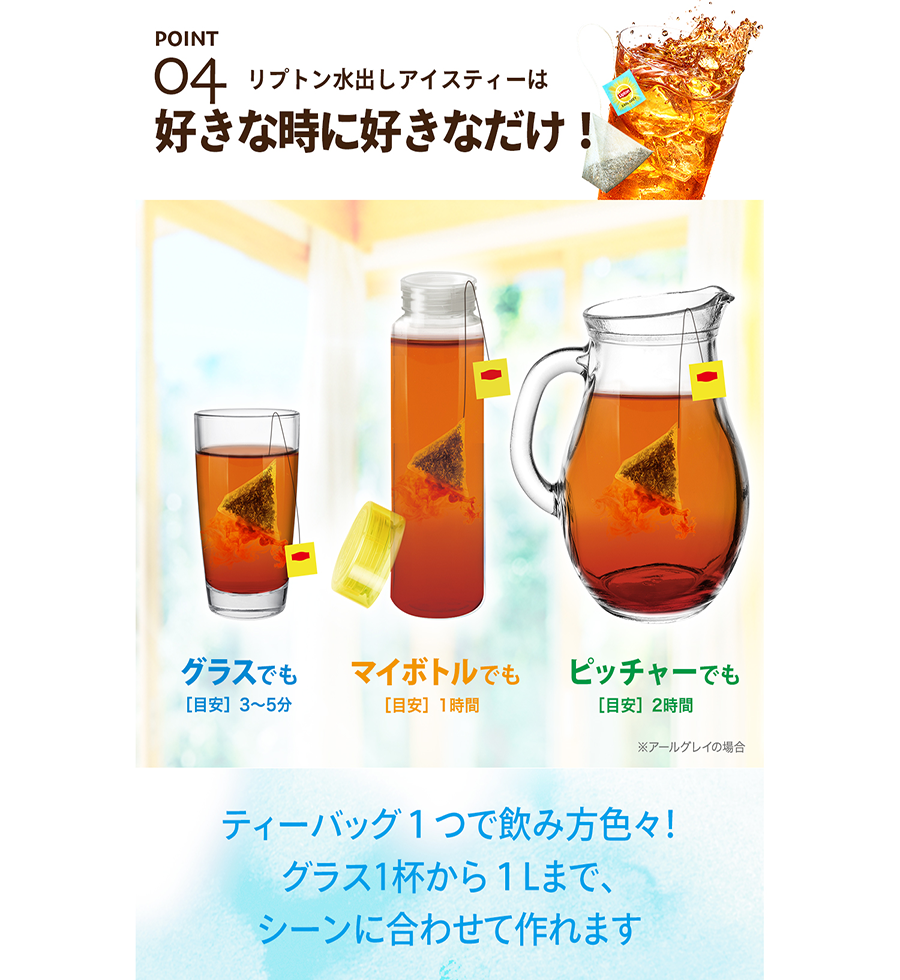  リプトン 水出しアイスティー グリーンティー　ピーチ＆オレンジ　ティーバッグ　10袋-6 | Lipton Japan