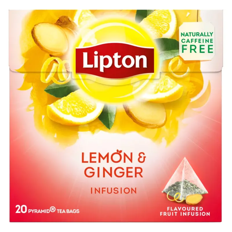 Lipton Pyramides Kruidenthee Lemon Ginger 20 theezakjes