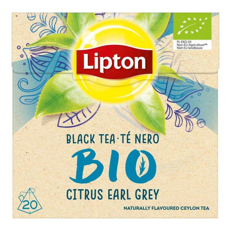 Lipton Pyramides Thé Noir Biologique Citrus Earl Grey 20 sachets