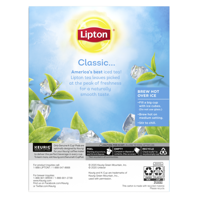 Lipton Iced Tea K-Cups, Unsweetened Black Tea, 24 Pods