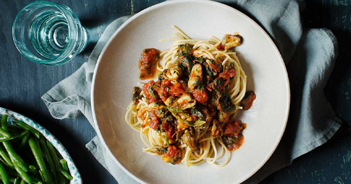 Spaghetti med snabb musselsås | Hjärt-Lungfonden