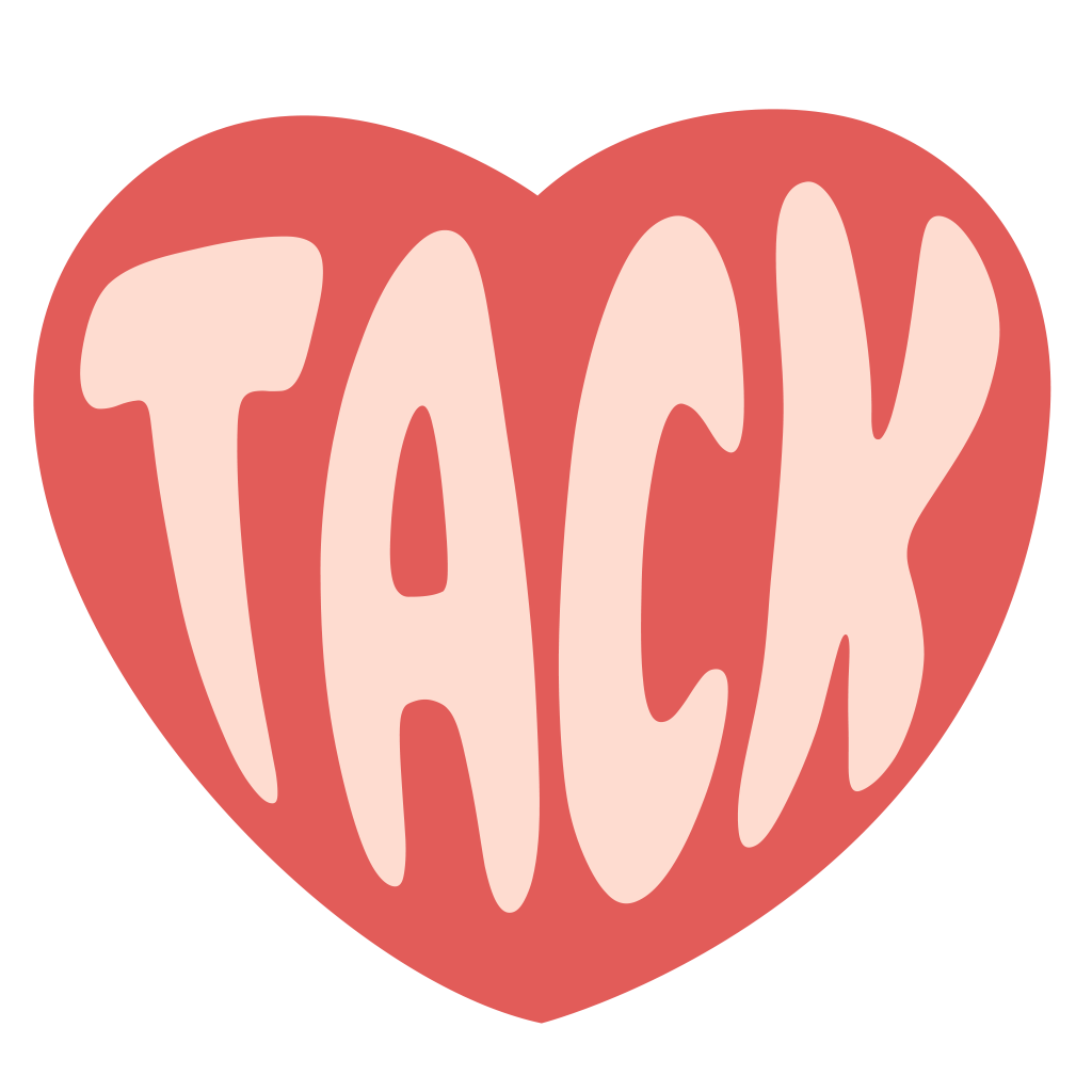 Illustration en röd hjärtformad ballong med texten tack