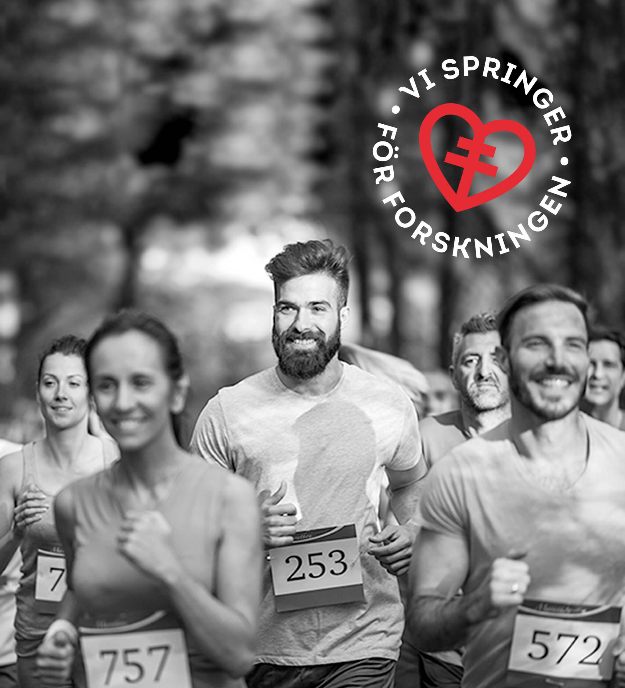 Glada motionärer springer i ett lopp