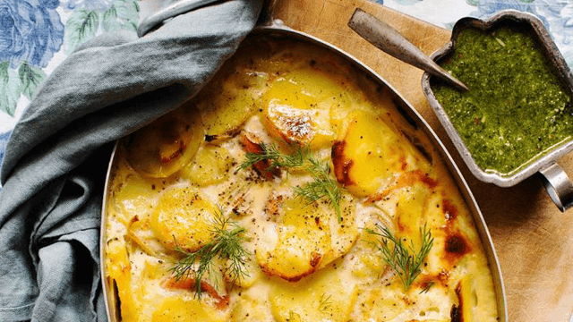 Laxpudding med dillpesto