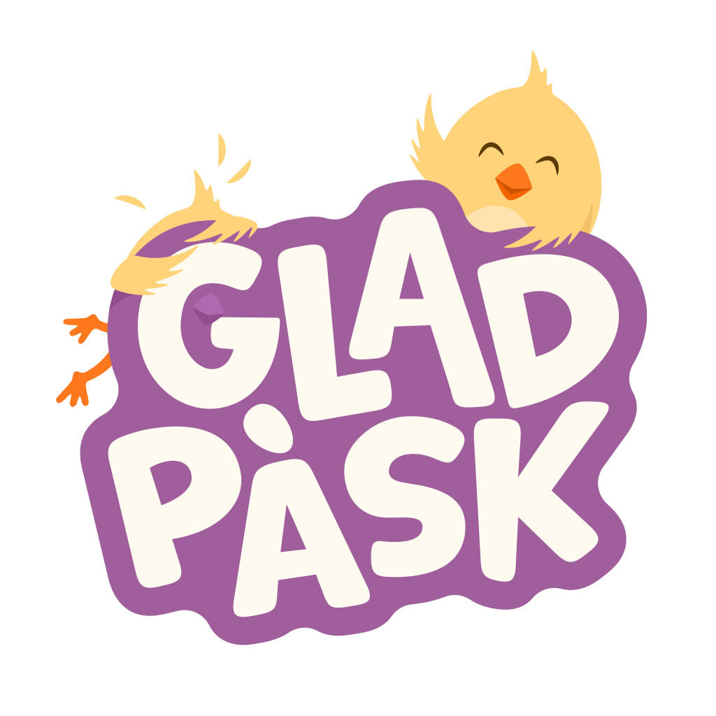 Illustration kycklingar och text glad påsk