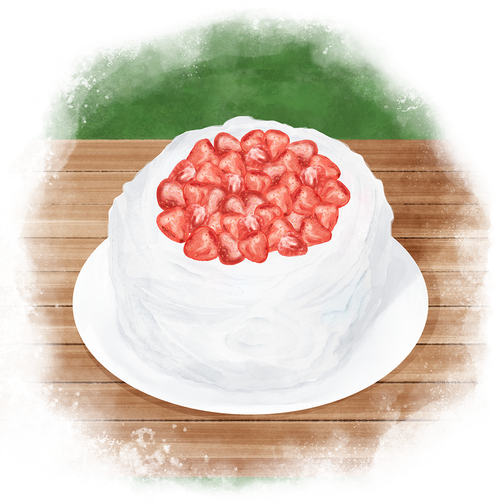 Tårta med jordgubbar, illustration