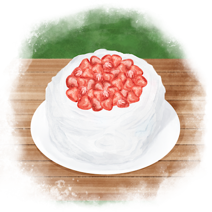 Tårta med jordgubbar, illustration