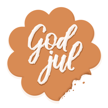 Illustration pepparkaka med texten God jul