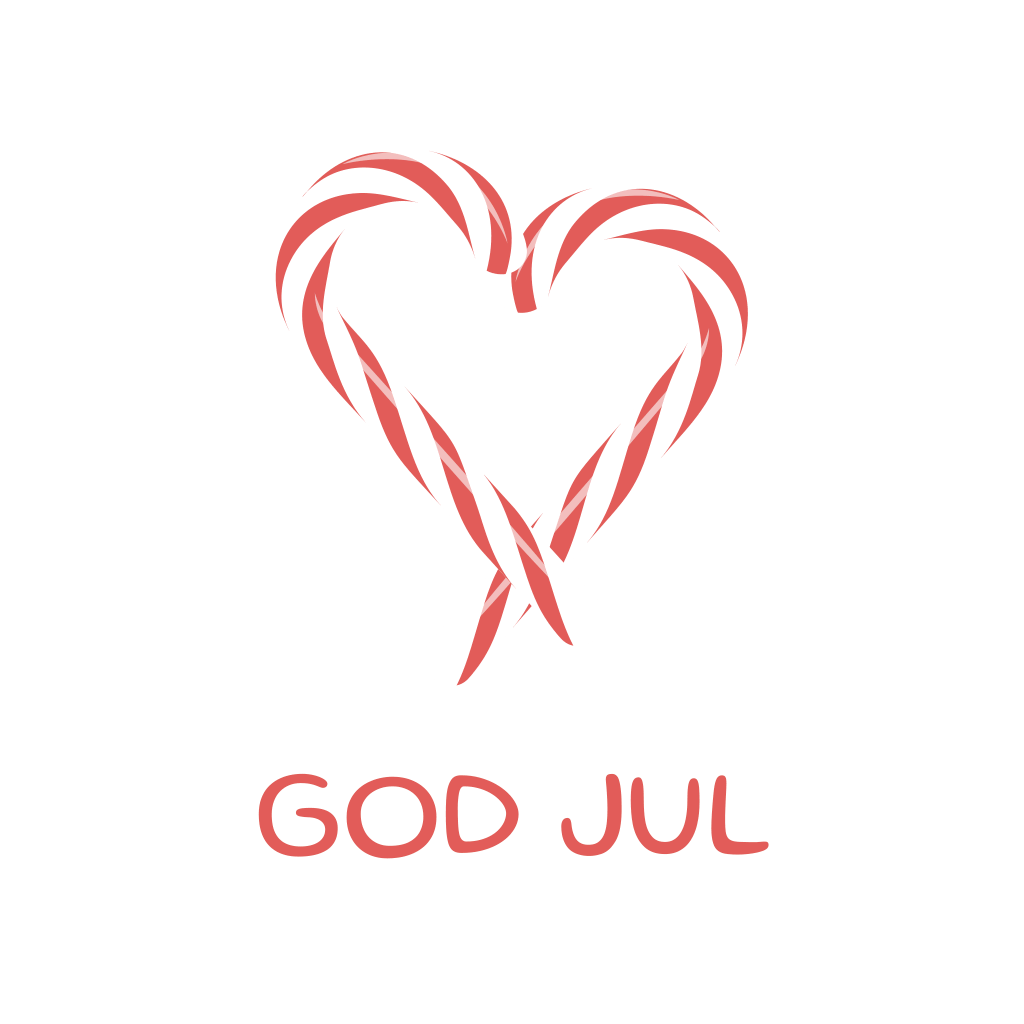 Ilustration polkagrisar formar hjärta med text god jul