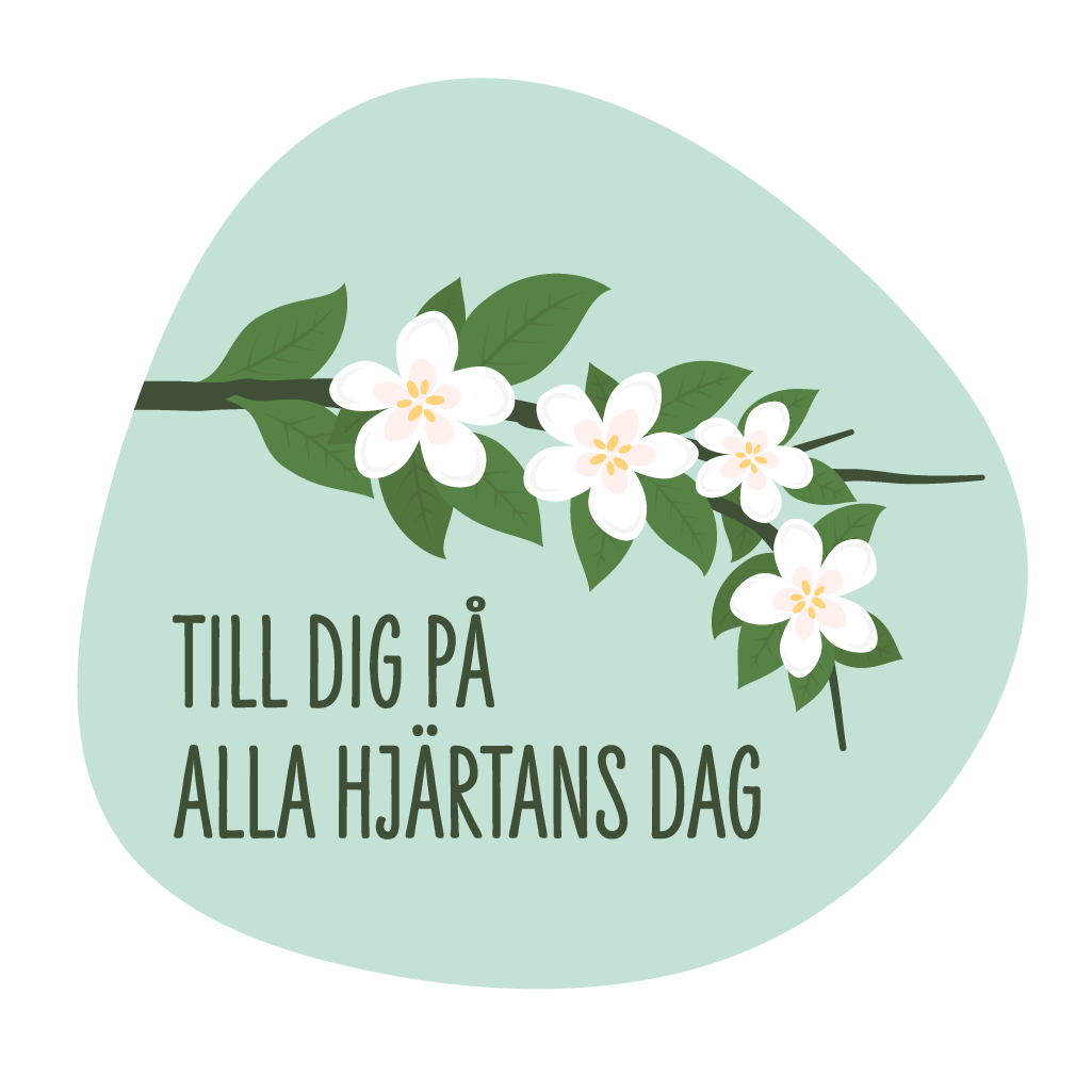 Äppelblom med texten Till dig på Alla hjärtans dag 
