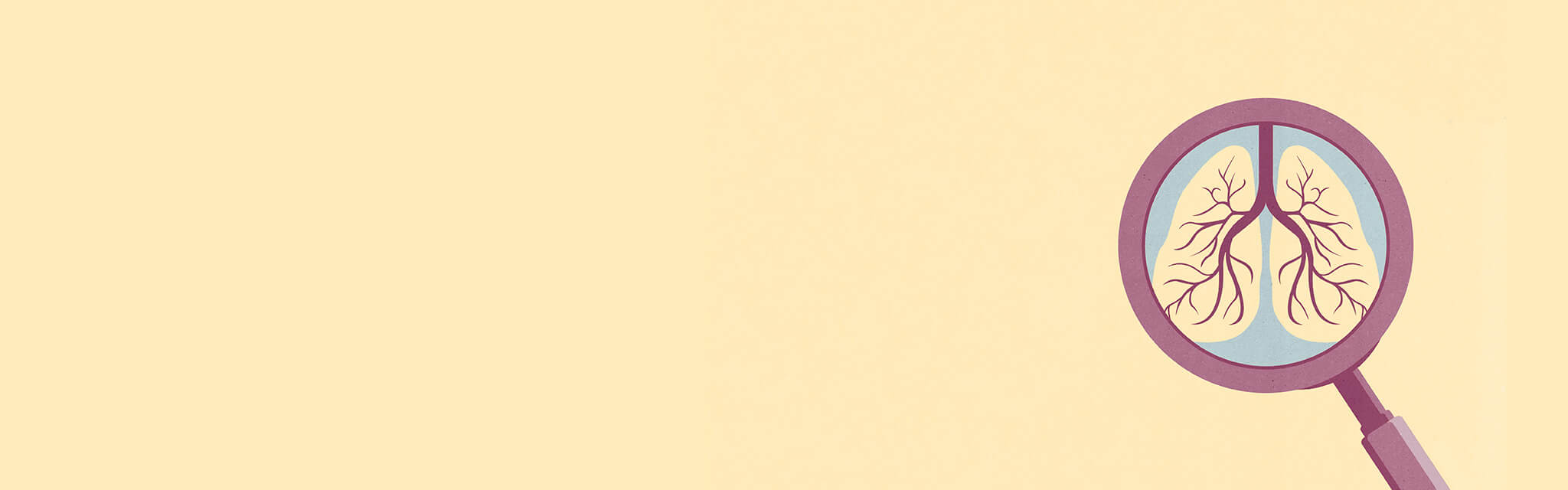 Illustration över lungor mot en gul bakgrund.