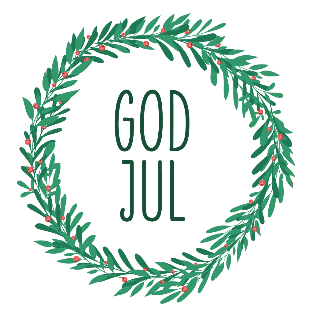 Illustration krans med text god jul