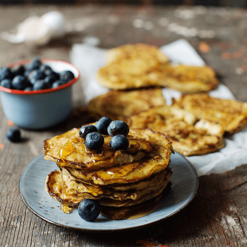 Bananpannkakor med blåbär