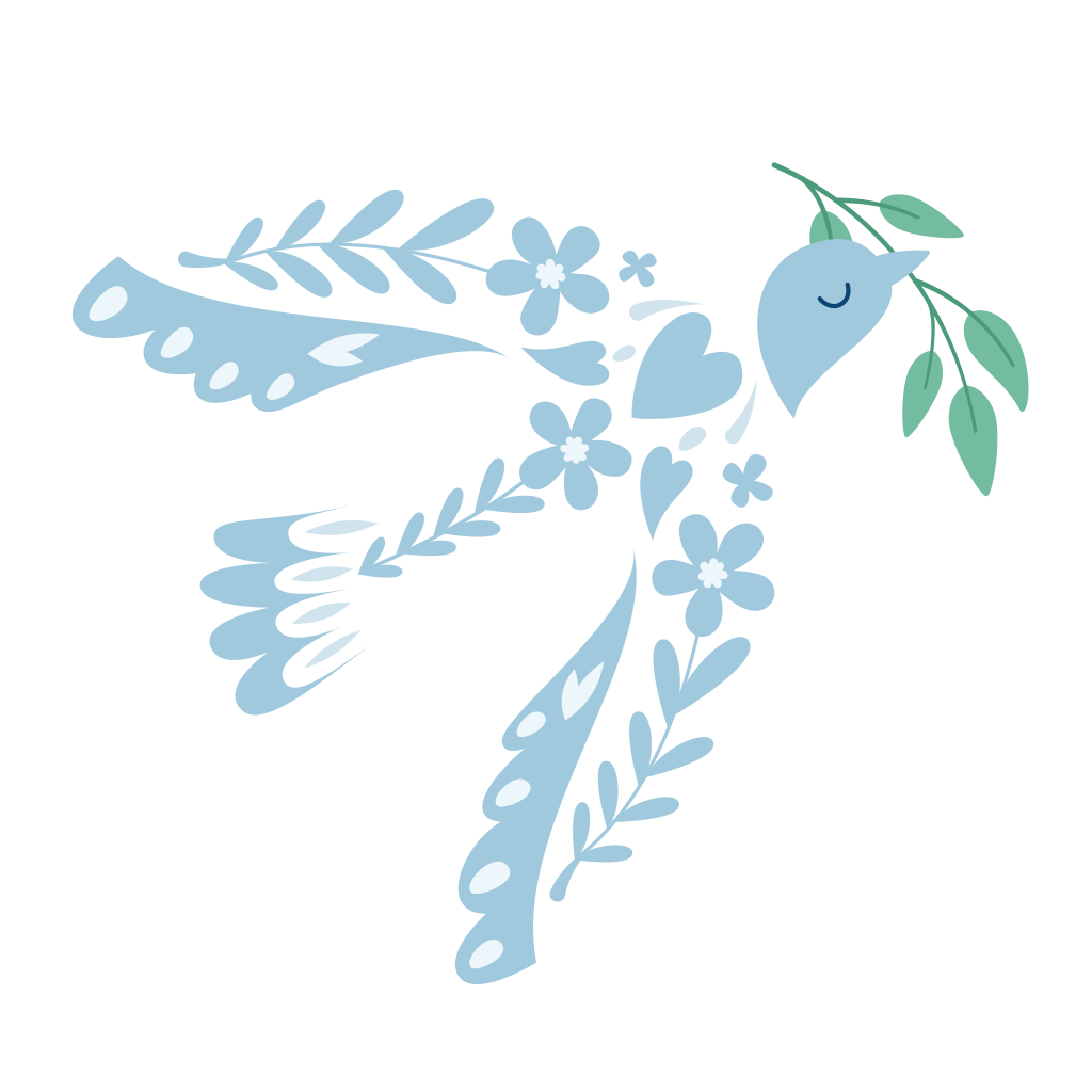 Illustration blå svala med kvist i näbben