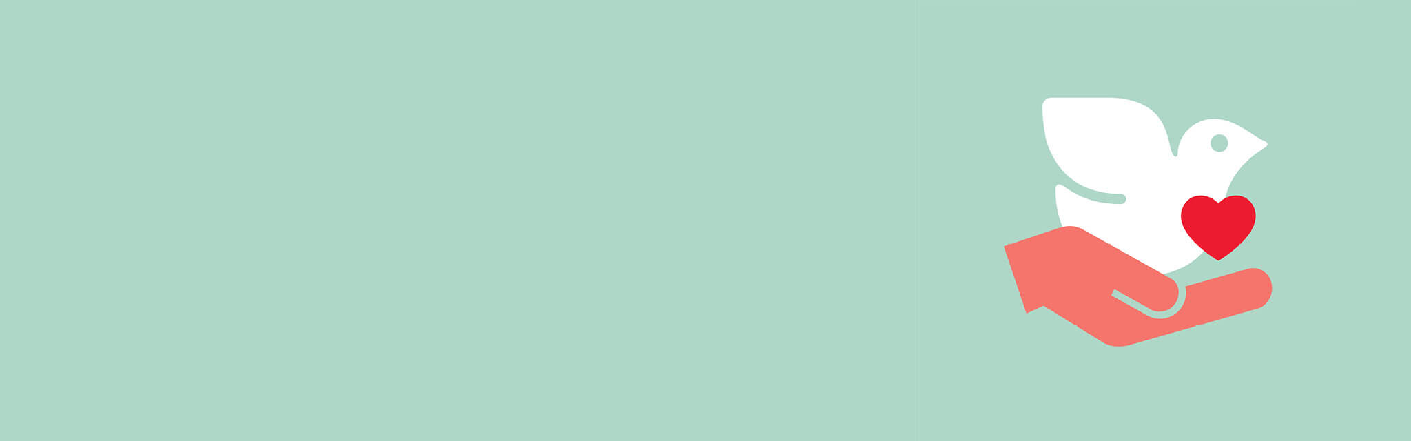 Illustration med en hand som håller en duva.