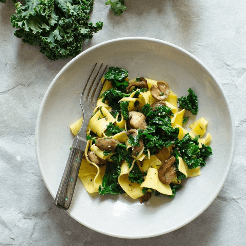 Svampcarbonara med grönkål