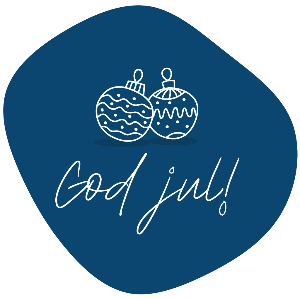 Illustration kulor och text god jul på blå bakgrund