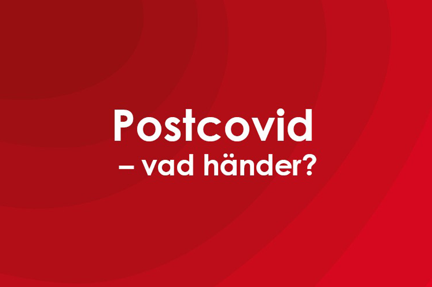 Pulsmönster med text Postcovid - vad händer?