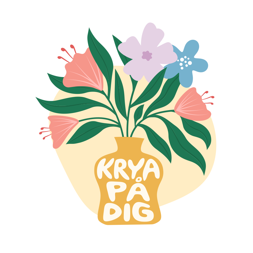 Illustration blomvas med text krya på dig