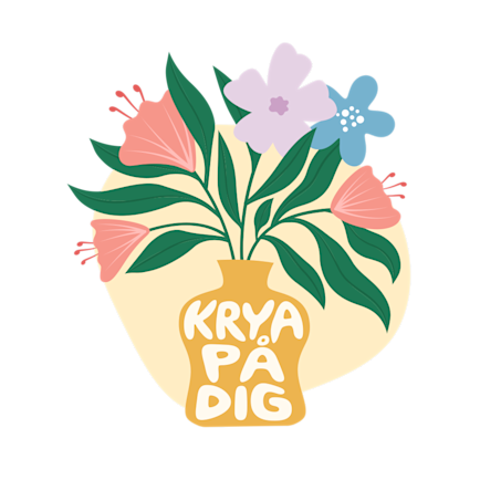 Illustration blomvas med text krya på dig