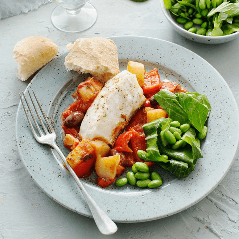 Fiskgryta med mycket grönt