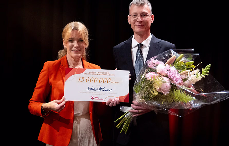Kristina Sparreljung, generalsekreterare för Hjärt-Lungfonden och Johan Nilsson, professor och överläkare i thoraxkirurgi vid Lunds universitet.