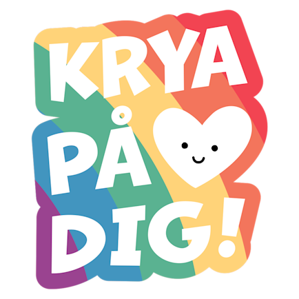 Illustration regnbågsfärger och texten krya på dig